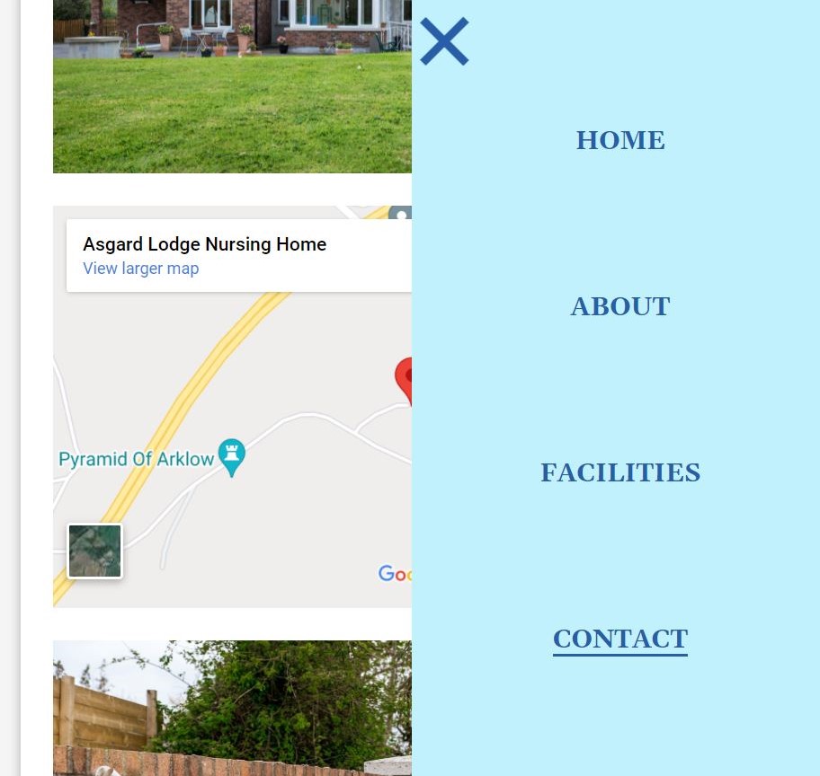 The mobile menu for the Asgard Lodge website