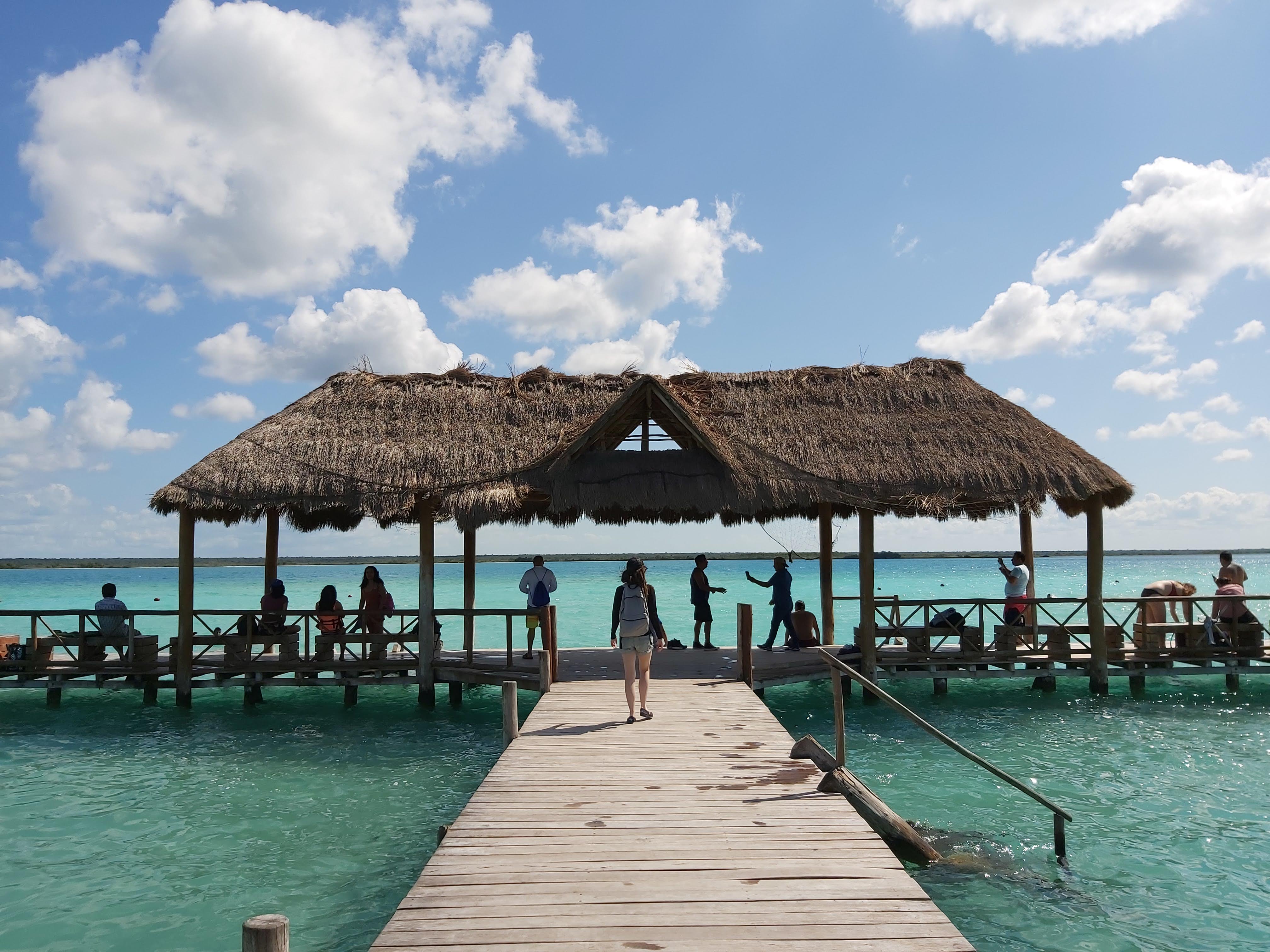 A dock in Lake Bacalar, Mexico
